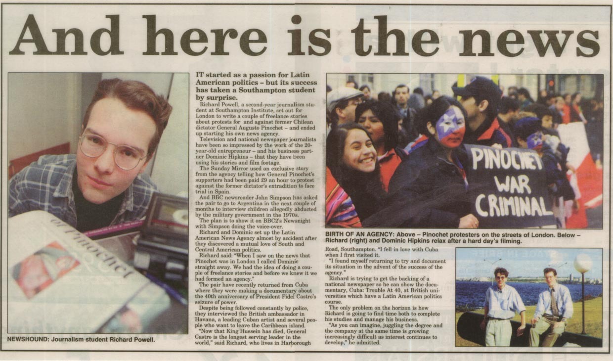 Southampton Advertiser clipping: And here is the news