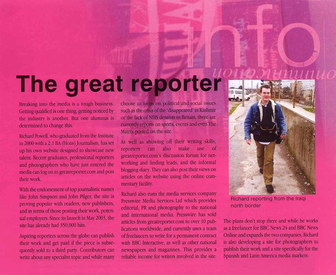 Southampton Solent University alumni magazine: The great reporter